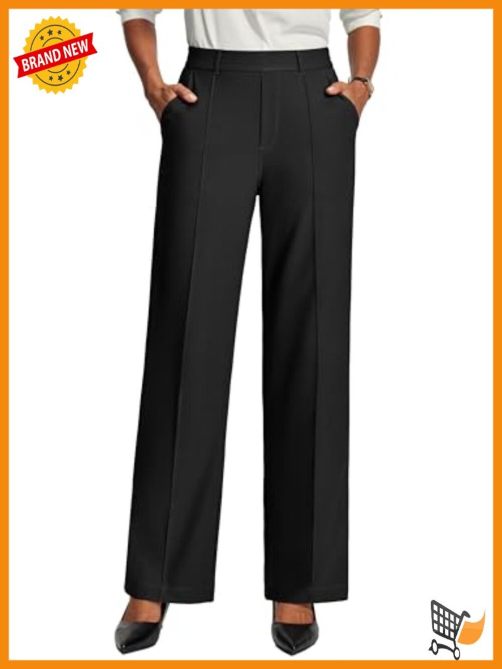 Women Wide Leg Dress Pants High Waisted Pull On Trousers Office Work